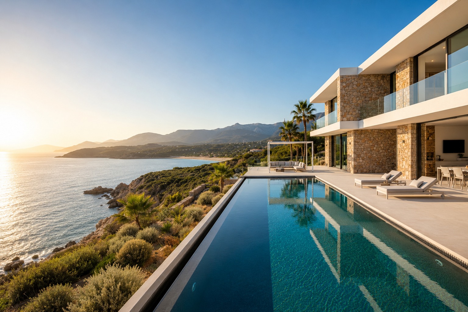 Villa contemporaine vue mer en Corse pour investissement LMNP